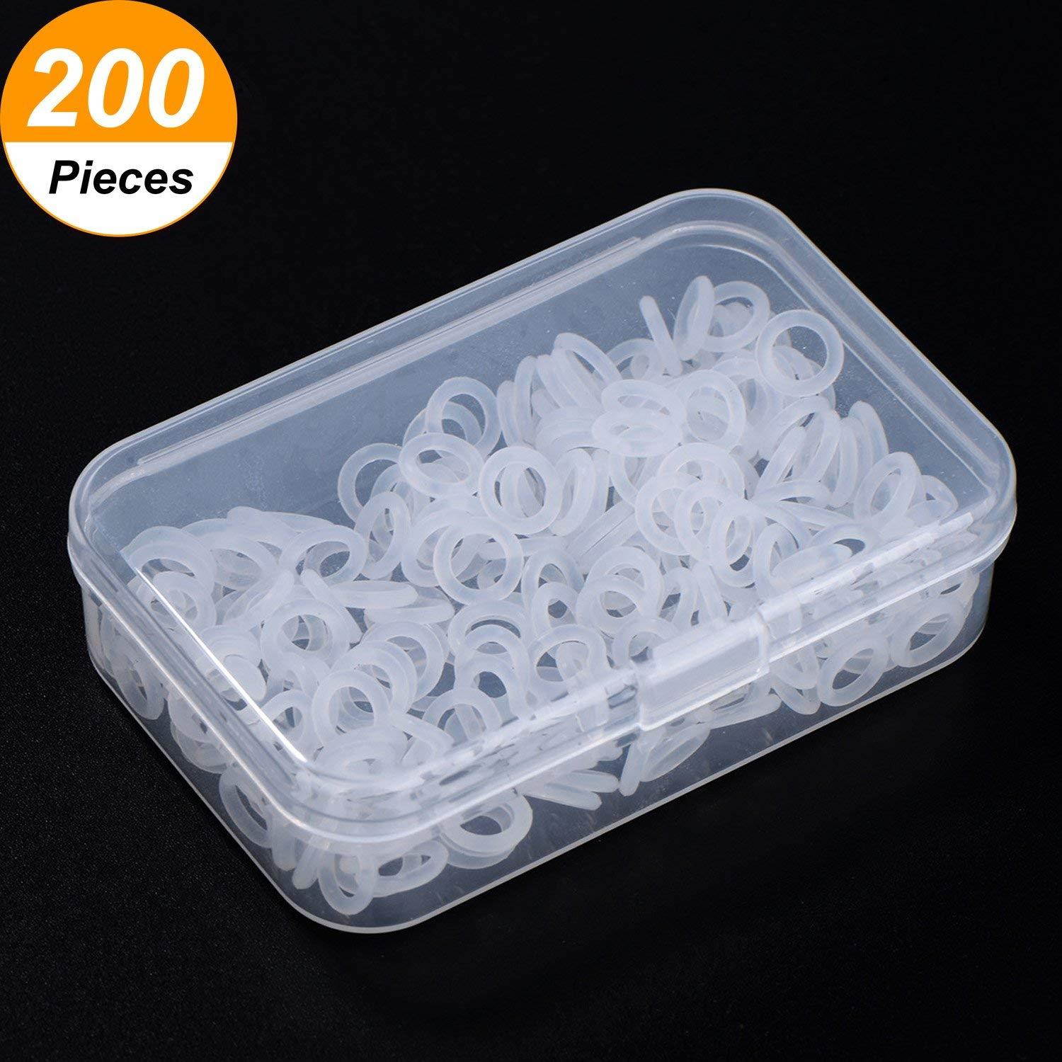 Sumind 200 Pieces Rubber Rings Clear Seal O-ring Rubber Keyboard Dampeners with Plastic Storage Box for Cherry MX Switch Keyboard and Mechanical Keyboard Keys
