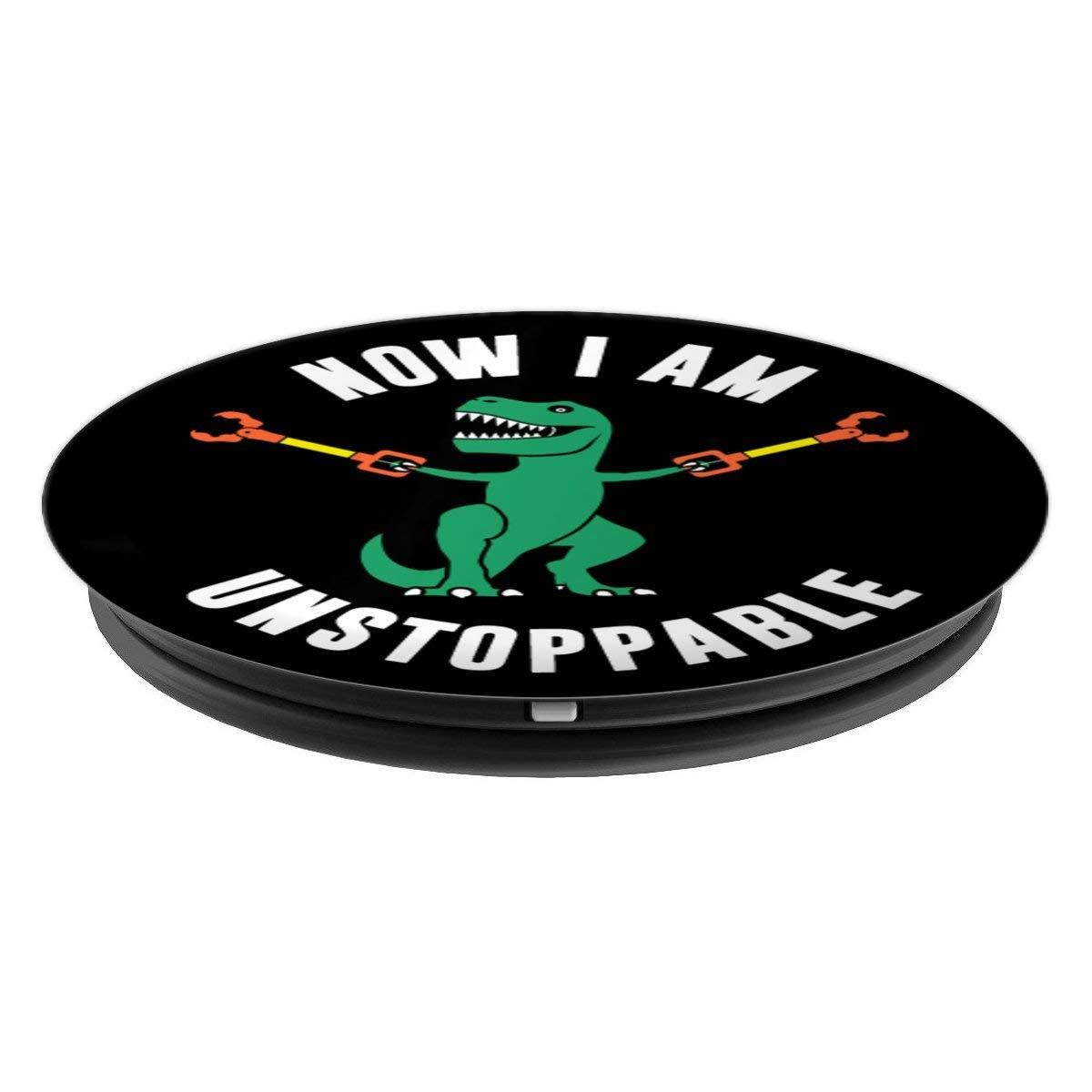 Now I Am Unstoppable Funny T-Rex Pop Socket - PopSockets Grip and Stand for Phones and Tablets