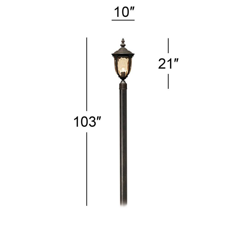 John Timberland Modern Outdoor Post Light with Pole Veranda Bronze 103" Champagne Glass for Exterior Garden Yard
