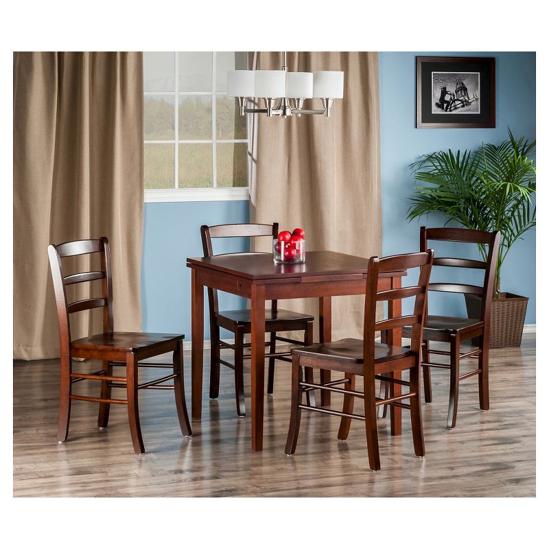 5pc Pulman Dining Set with Ladder Back Chairs Wood/Walnut - Winsome