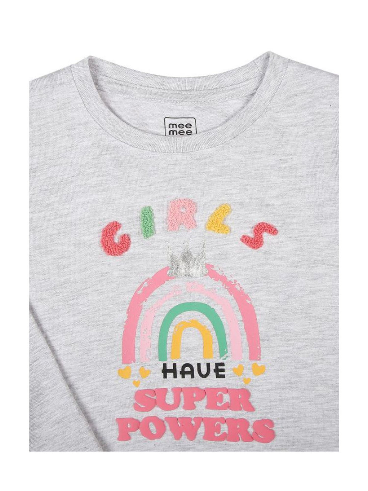 Mee Mee Kids Grey Melange Printed  Full Sleeves Top