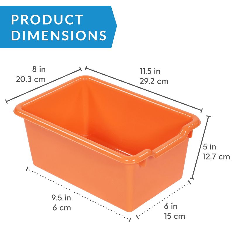 ECR4Kids Scoop Front Storage Bins, Cubby Compatible, Multipurpose Basket, 10-Pack - Orange