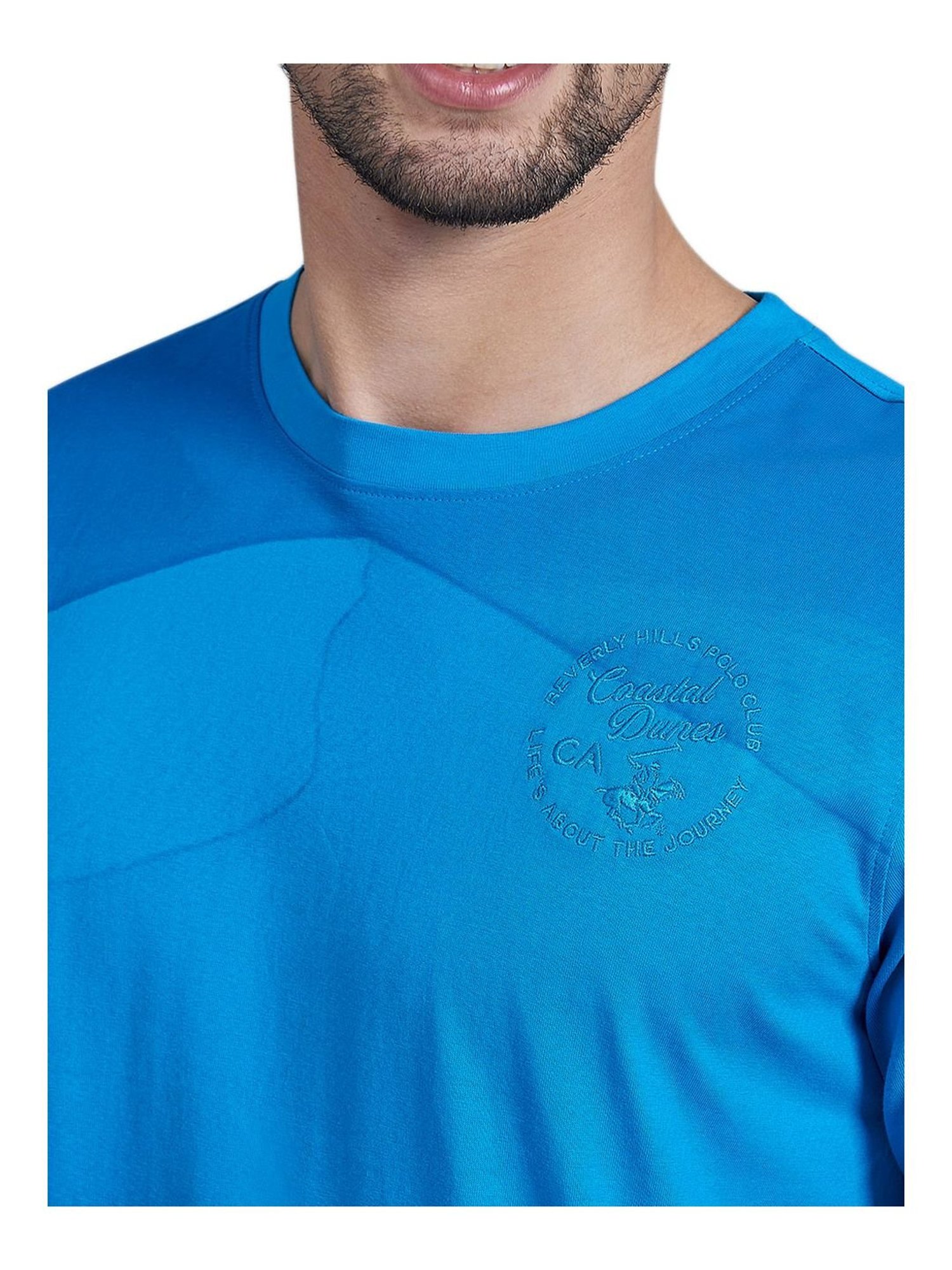 Beverly Hills Polo Club Blue Cotton Regular Fit Printed T-Shirt