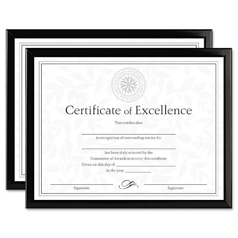 Dax Value U-Channel Document Frames w/Certificates 8 1/2 x 11 Black 2/Pack N17000NTP