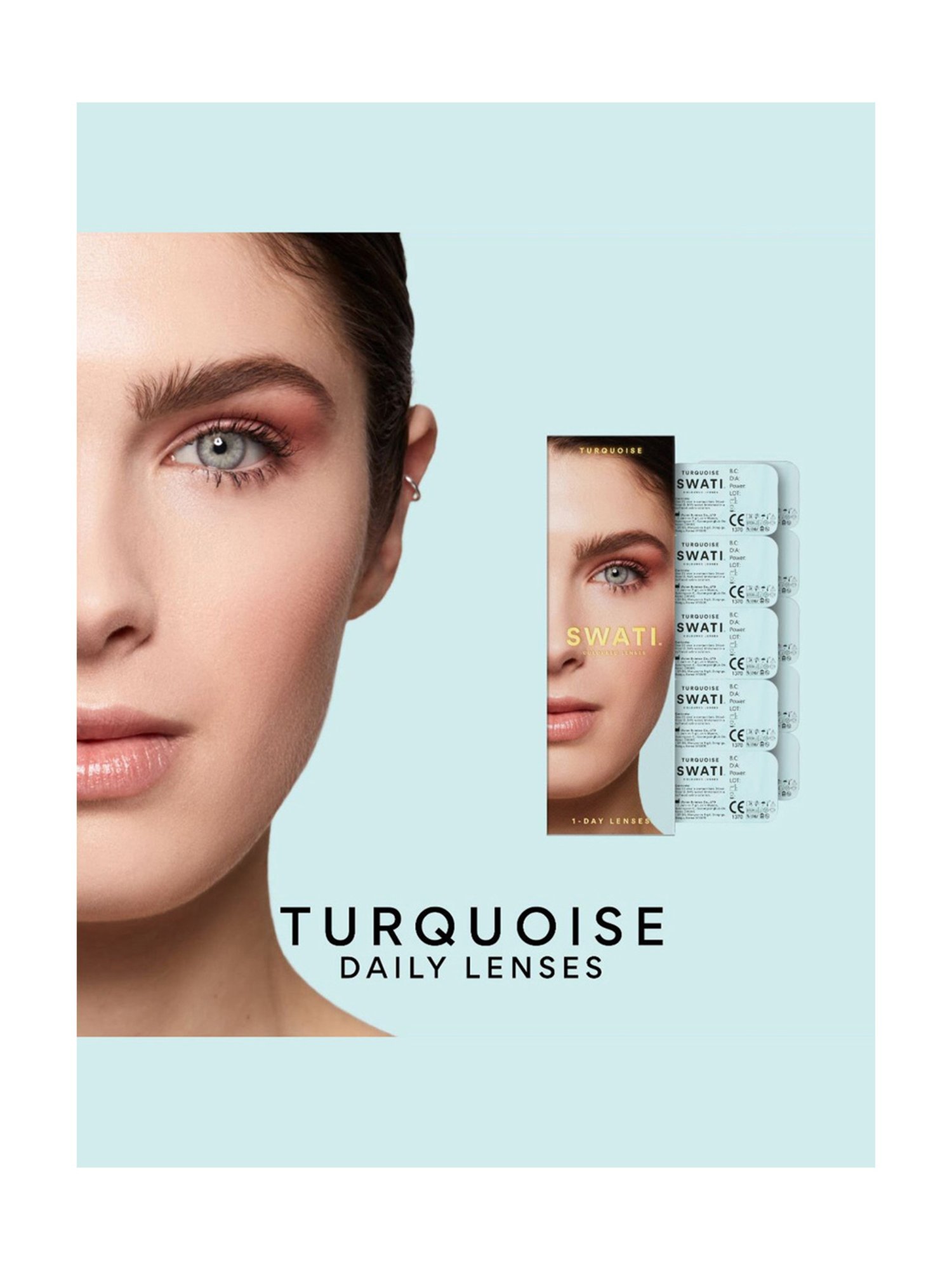 Swati Cosmetics Coloured Contact Lenses - Turquoise (1 Day, Power -5.5)