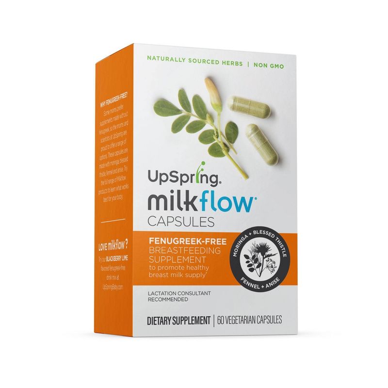 UpSpring Milkflow Fenugreek Free Breastfeeding Supplement Capsules - 60ct