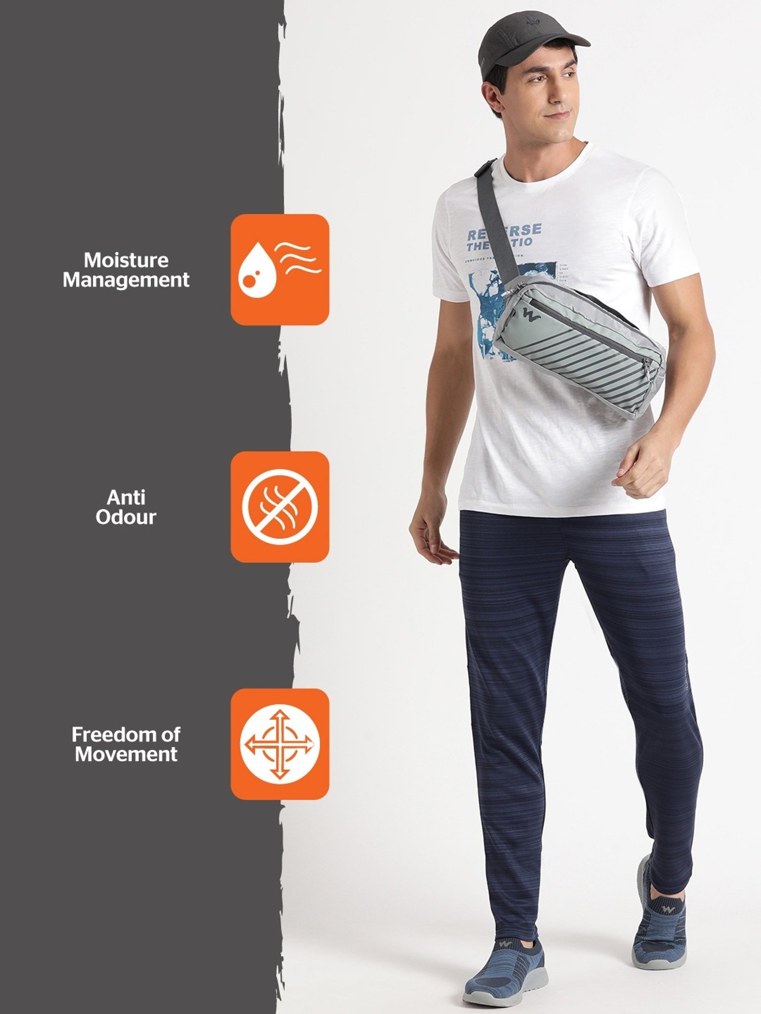 Wildcraft Navy Regular Fit Striped Joggers