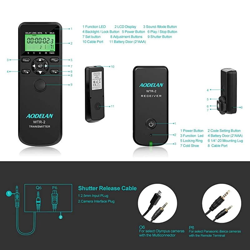 Camera Wireless Timer Remote Shutter Release  Intervalometer HDR Remote Control for Olympus EM1 EM5 Mark II Pen PenF for Panasonic GH4 GH5 FZ1000 FZ300 FZ2500
