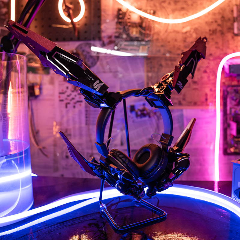 ALAMENGDA 3D Printing Hand-Painted Mech-Shaped Headset, Suitable for Game Live Broadcast, COSPLAY