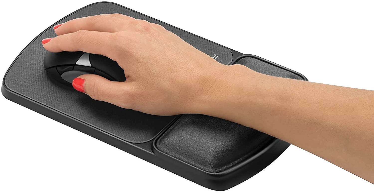 Fellowes Mouse Pad/Wrist Support with Microban Protection - 0.9quot; x 6.8quot; x 10.1quot; - Graphite - Polyester, Gel, Lycra