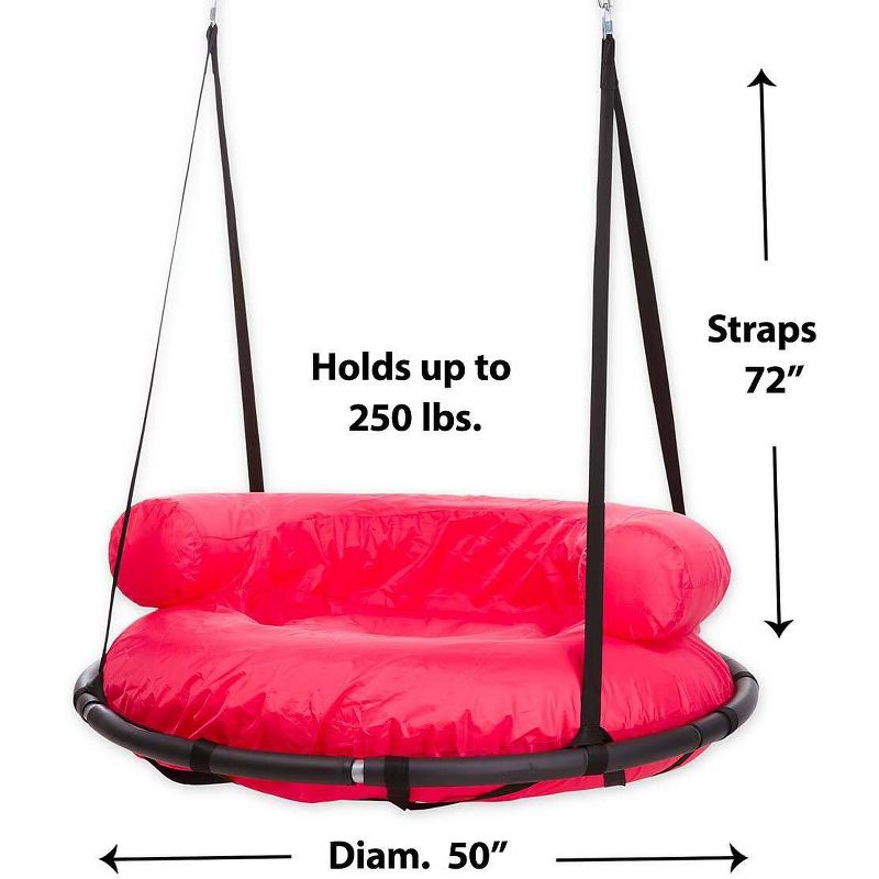 HearthSong Cozy Cushion Nest Swing for Kids and Adults with Inflatable Polyester-Covered Cushion, Holds up to 250 lbs.