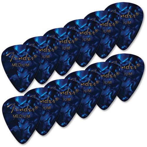Fender 351 Guitar Picks Premium Celluloid - Blue Moto - Medium - 12 Pack