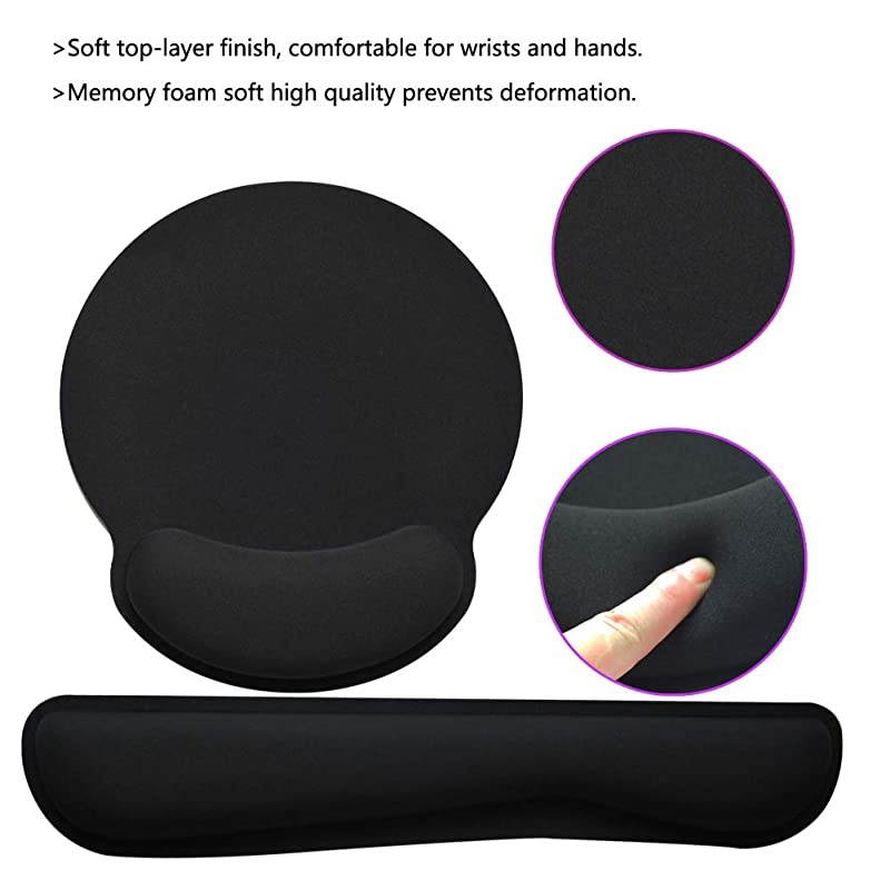 Mouse Pad  Memory Foam Mouse Wrist Rest Support Pad Nonslip Base for Office Home Laptop Mac Computer Ergonomic Support for Comfortably Typing Gaming Fatigue Relieved