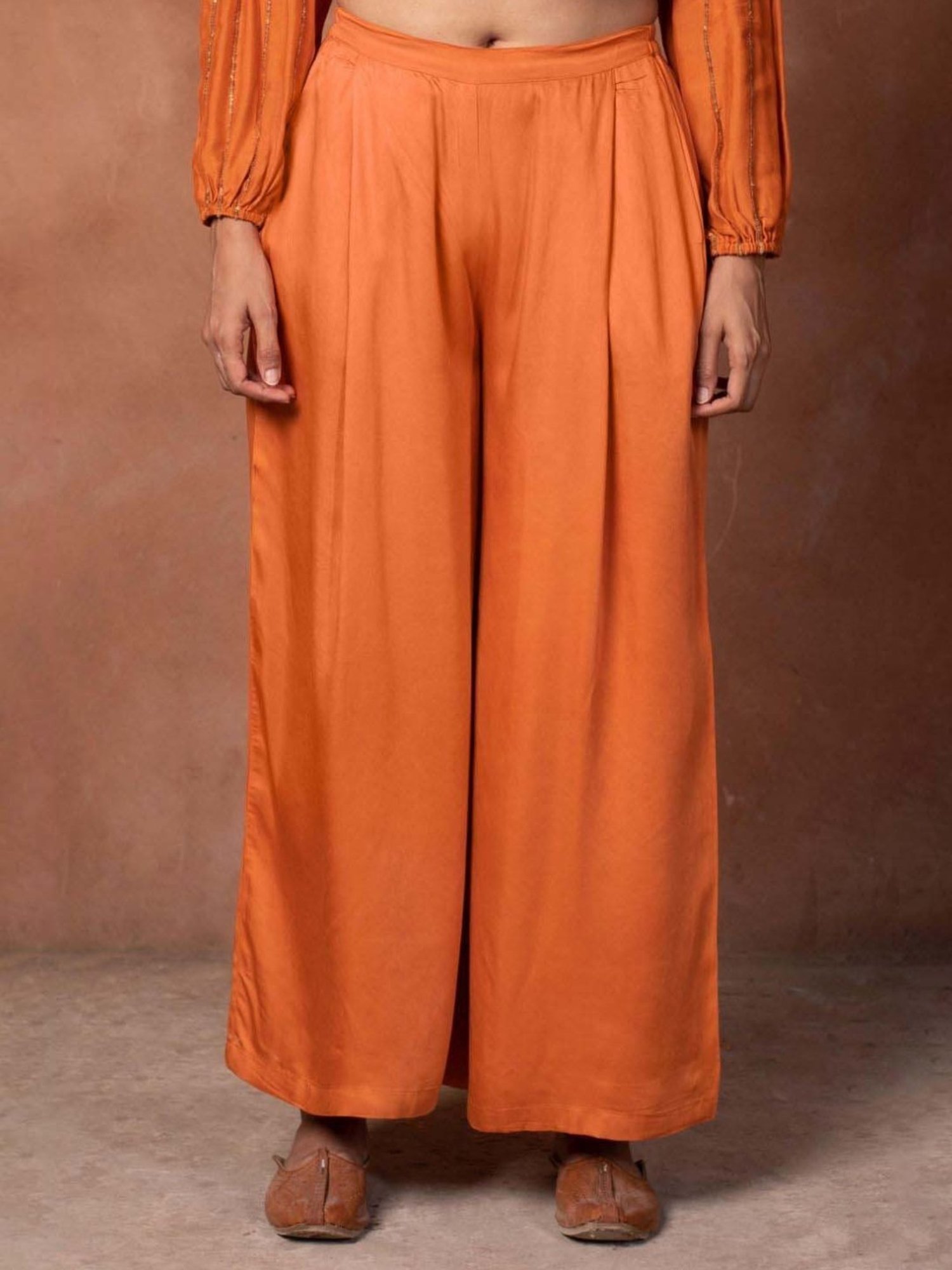 Prakriti Jaipur Orange Chaashini Pleated Pants