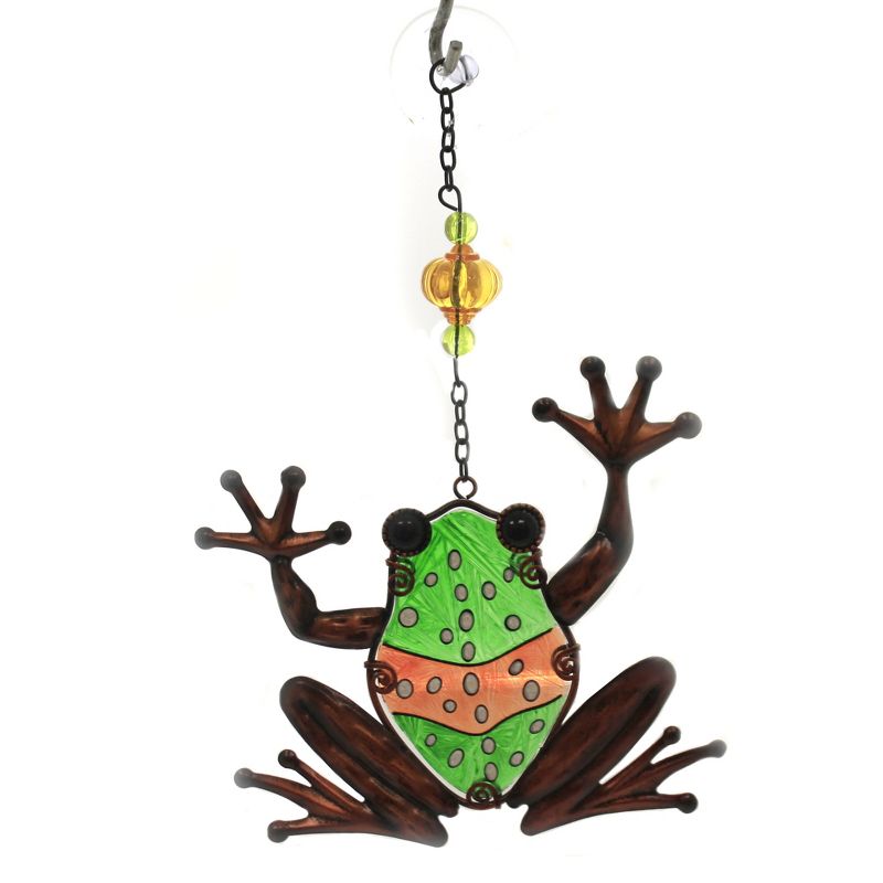 Home Decor 10.25" Frog Sun Catcher Hand Painted  -  Stained Glass And Suncatchers