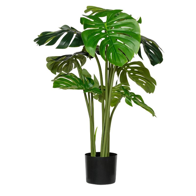 Large Monstera Indoor/Outdoor Artificial Plant with Pot Green - Pottery Pot