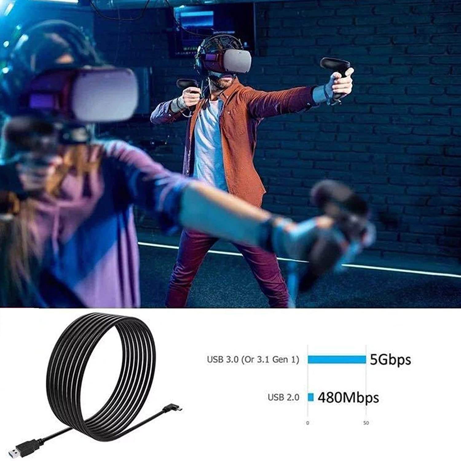 USB C to USB A USB 3.0 Cable, Oculus Link 4M for Oculus Quest 2 and Quest, Super Fast USB 3.1 Charging and Data Transfer, Compatible with Type C Devices (4M)