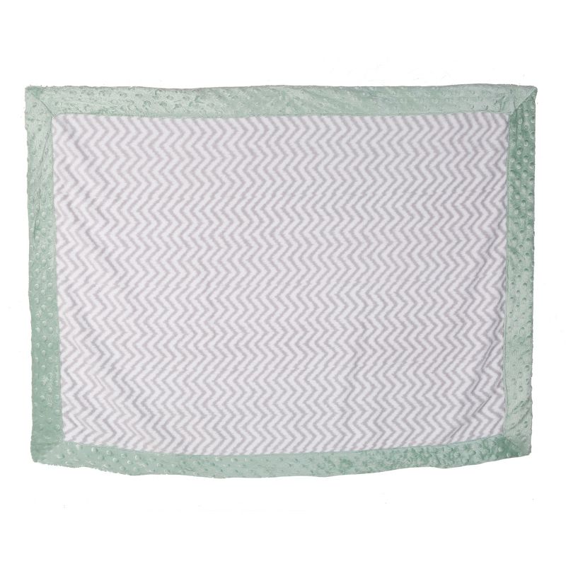 Bacati - Grey Chevron with Solid Border Blanket (Grey Chevron/Mint Border)