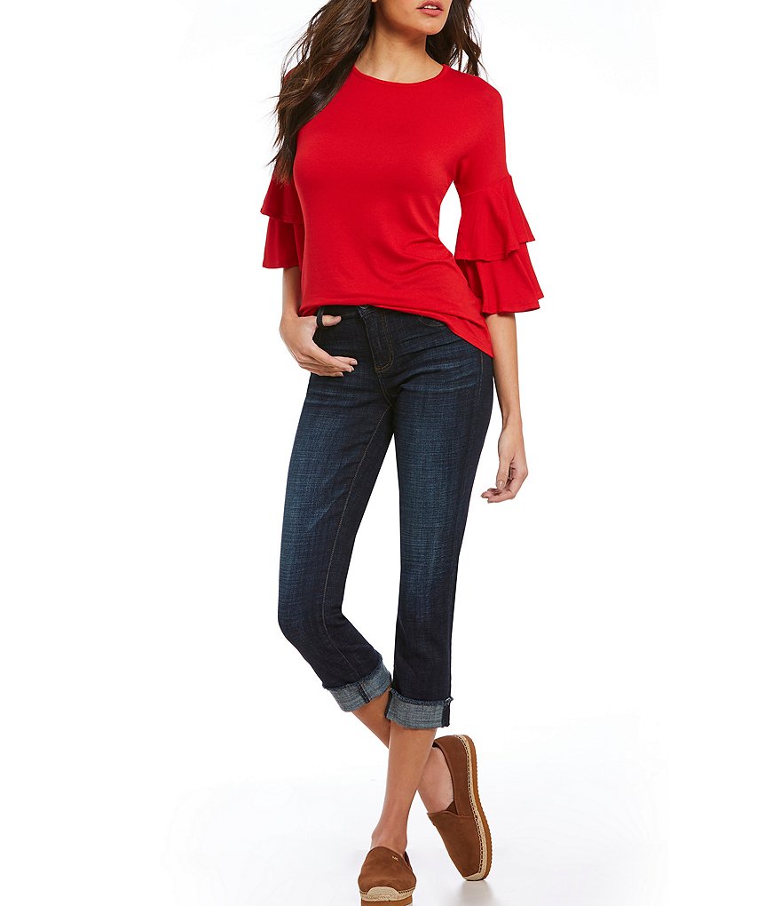 KUT from the Kloth Amy Cuffed Crop Straight Leg Jeans