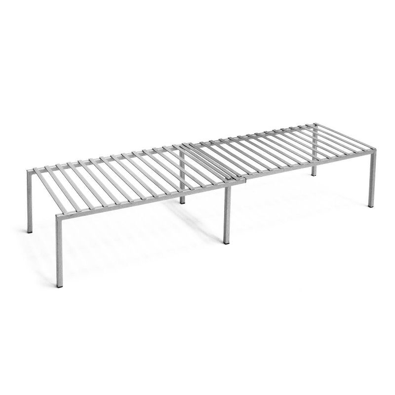 Seville Classics Iron Slat Expandable Kitchen Counter and Cabinet Shelf, Satin Pewter