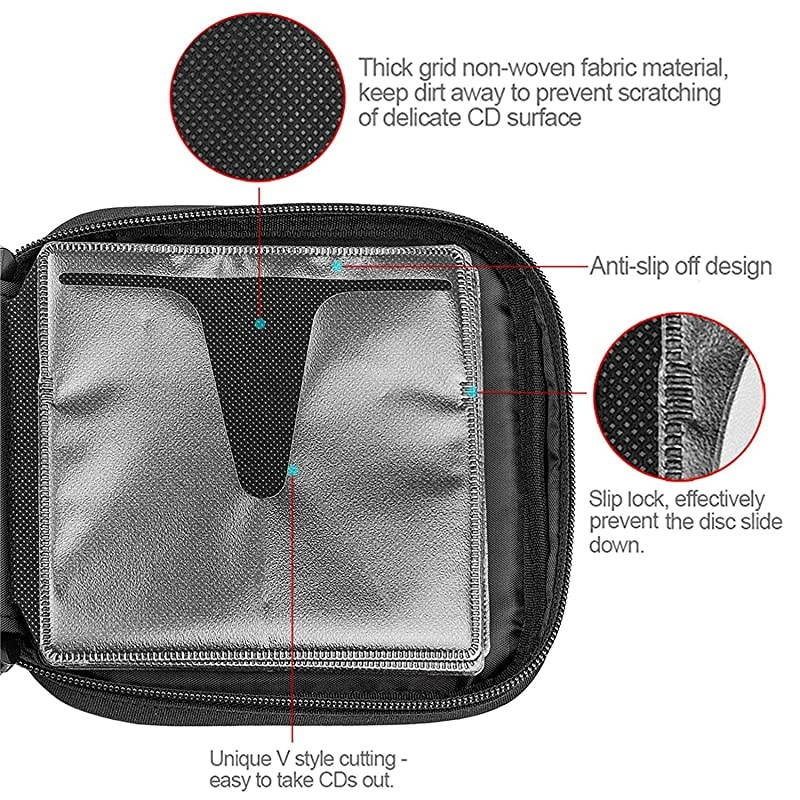 CDDVD Storage Case Travel Bag Portable 32 Disc Wallet Binder Waterproof for Car Home Office Blue