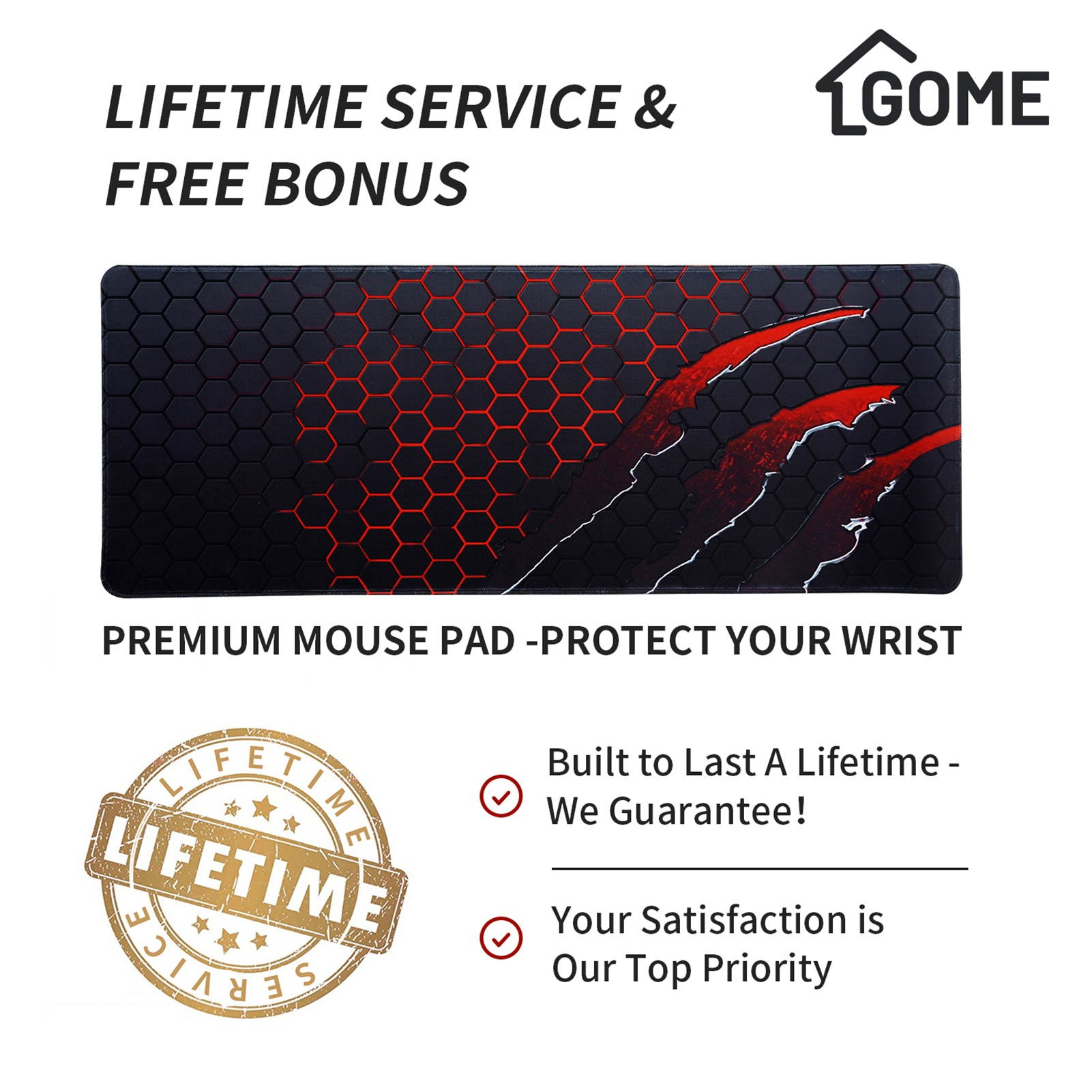 Gome Gaming Computer Desk for Home Office - 47" Large PC Writing Desk for Small Space, Modern Wood Desk with Monitor Stand, Ergonomic Study Work Desk Black