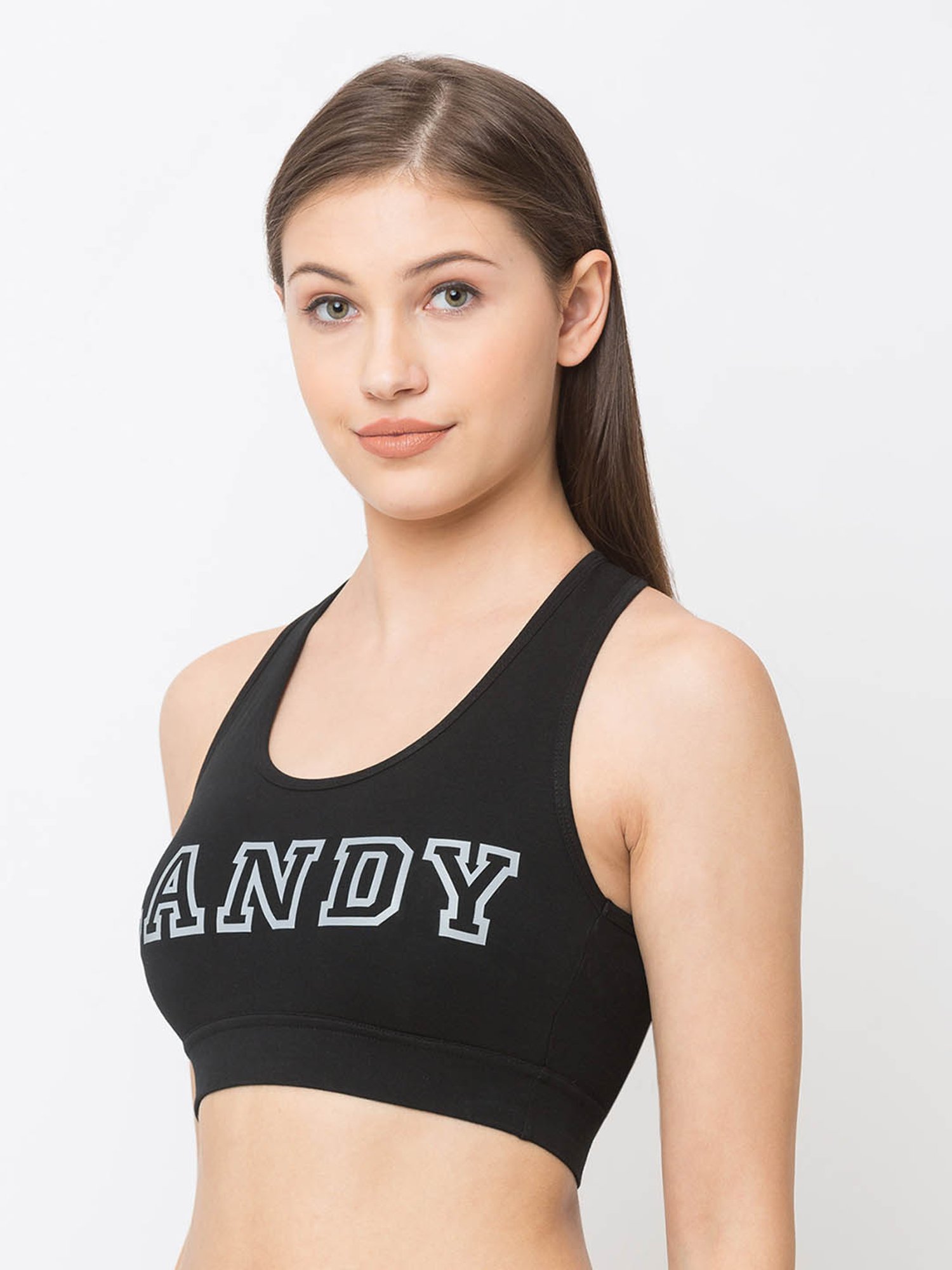 Candyskin Black Non Wired Padded Full Coverage Sports Bra