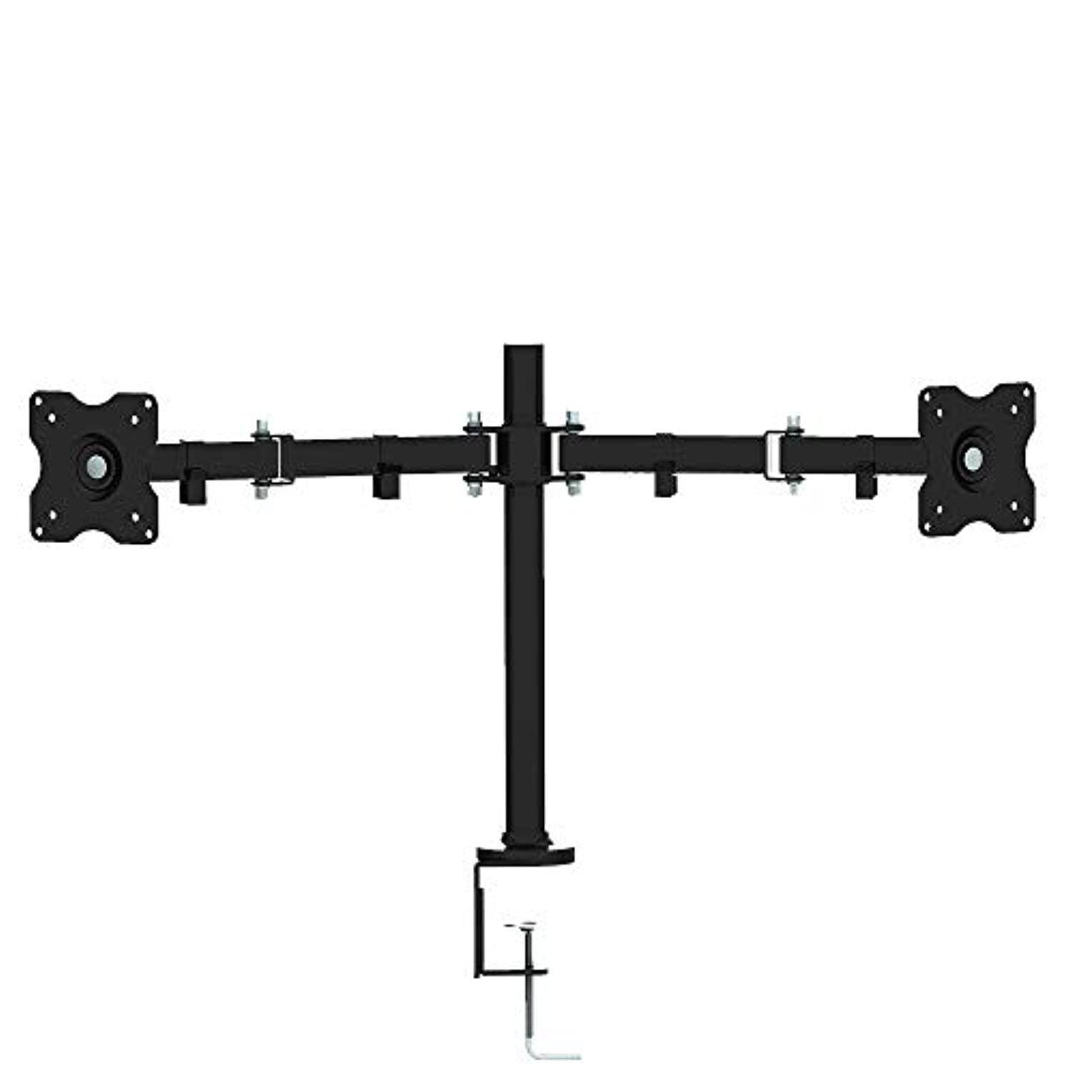 Koramzi Desk Dual Mount Stand for LCD/LED Monitor and TV Heavy Duty Fully Adjustable Arms and height, Fits 10" to 30" Monitors and TVs Includes wire clips- KWM1421 (Dual Arm)