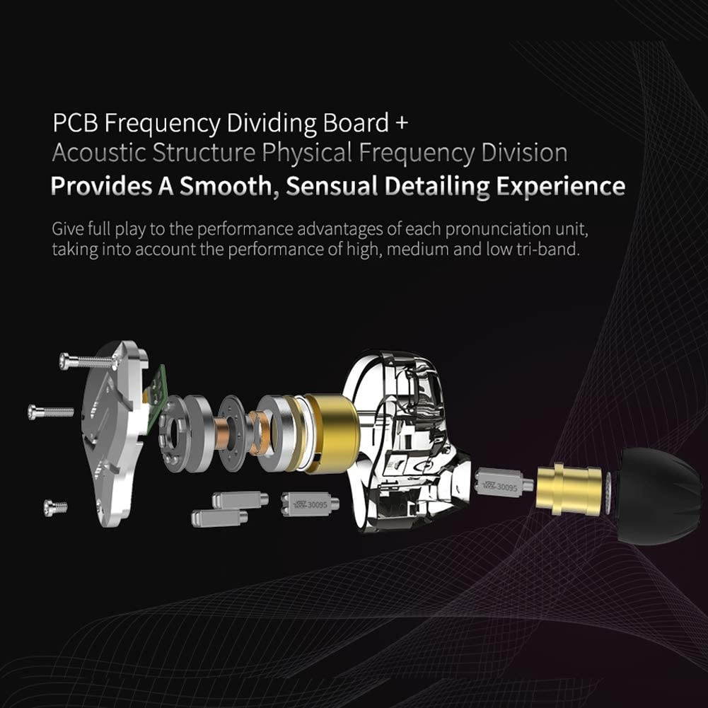 KZ ZS10 Pro Earbuds Headphone KZ in Ear Monitor IEM HiFi Earphone with 5 Driver 4BA 1DD with Detachable 0.75mm 2 Pin Cable for Singer Musician Drummer (Purple No Mic)