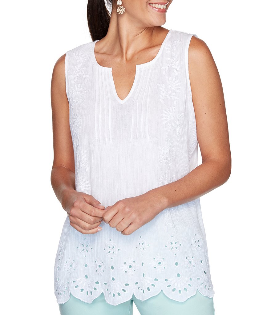 Karyn Seo Hazel Lattice Lace Linen Top