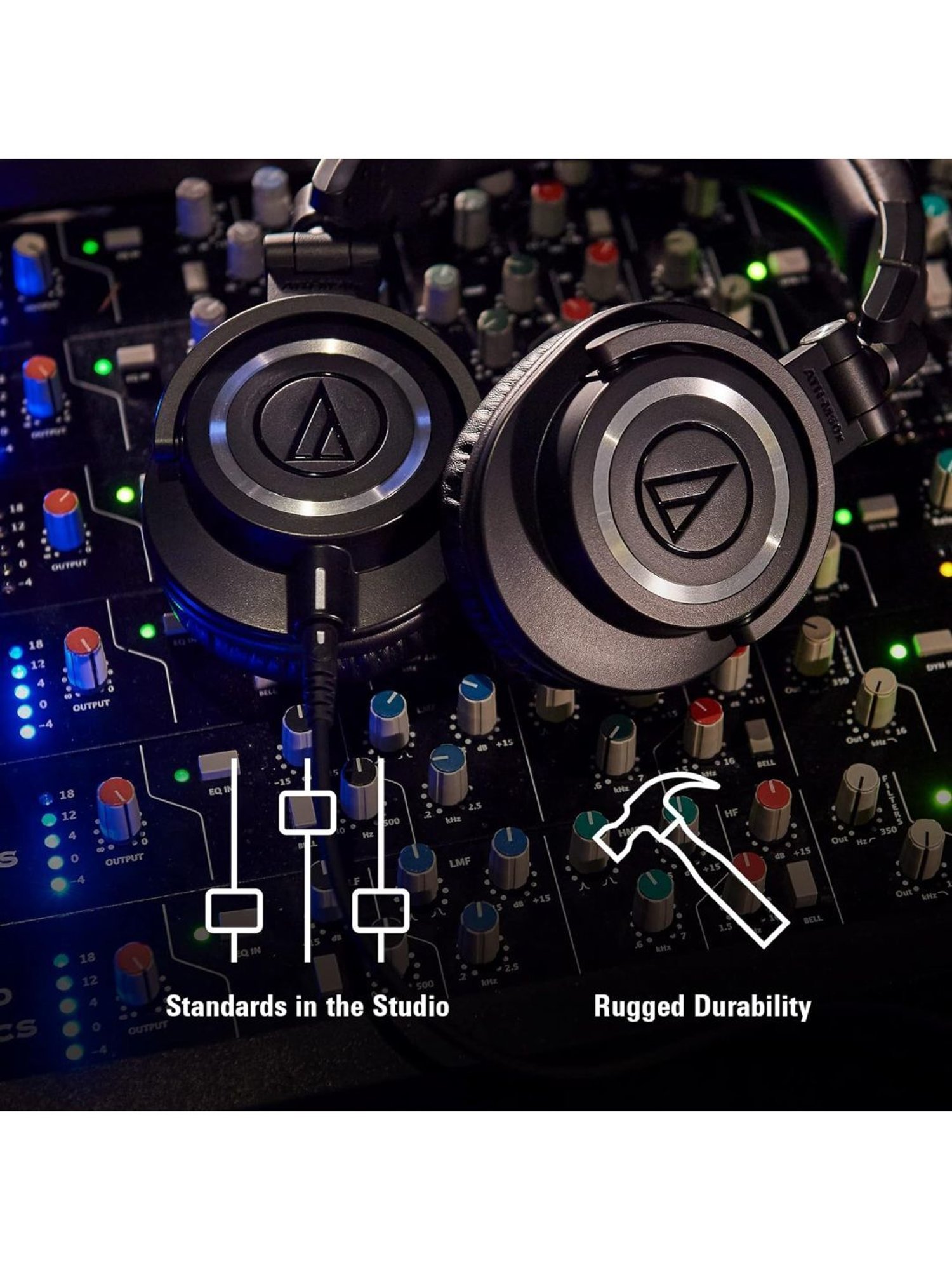 Audio Technica ATH M50x Over Ear Professional Studio Monitor Headphones (Black)