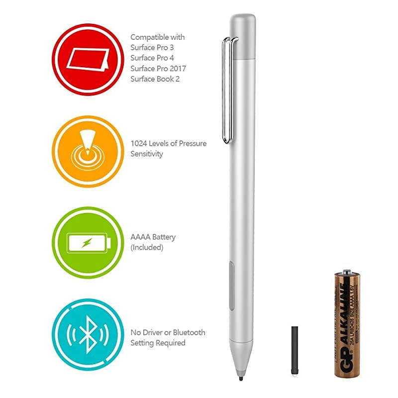 Pen Active Stylus for HP Spectre x360 13AC023DX X2 12C012DX 13AC013DX 13AC033DX 15BL012DX 15BL112DX HP Envy 360 15MBP012DX HP Pavilion X360 11MAD013 14MBA013DX Silver