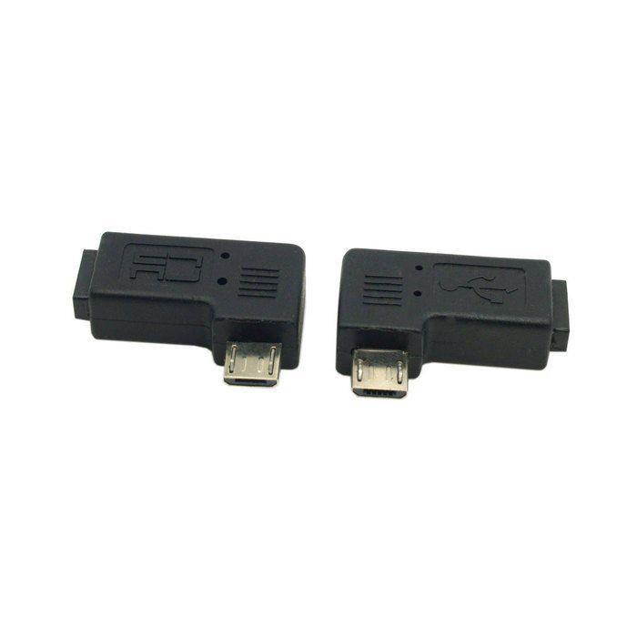2pcs Left & Right Angled Micro USB 5 Pin Male to Female Extension Adapter