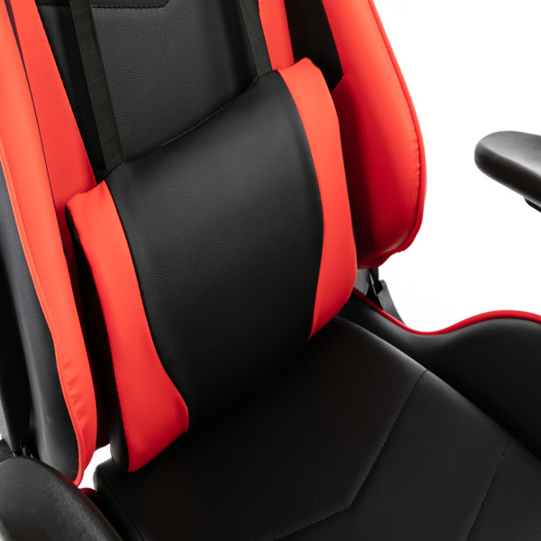 Gaming Chairs, Office Swivel Chairs, with Headrest and Lumbar Pillow, Red-B