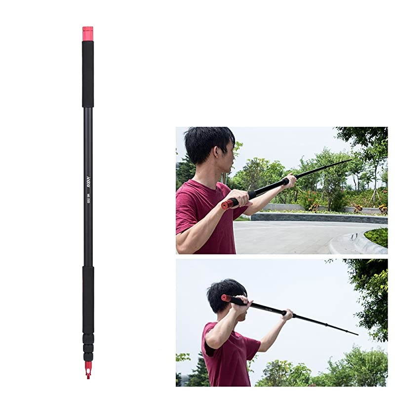 Telescoping Microphone Boom Pole Aluminum Alloy 4 Sections Stretchable Handheld Microphone Holder Pole Flash Light Boom Sound Recording Grip Support Rod for Recording Interview Filming 11.5ft