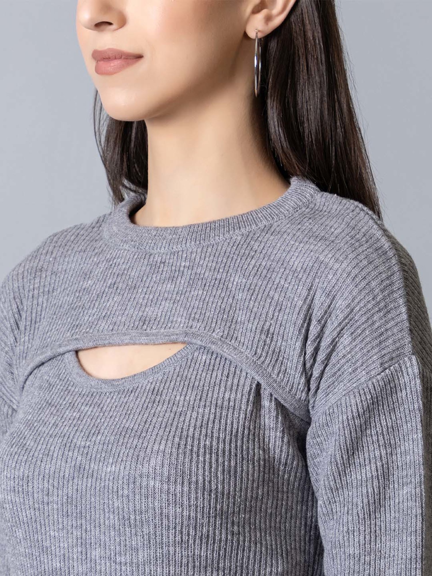 Club York Grey Self Pattern Shift Dress