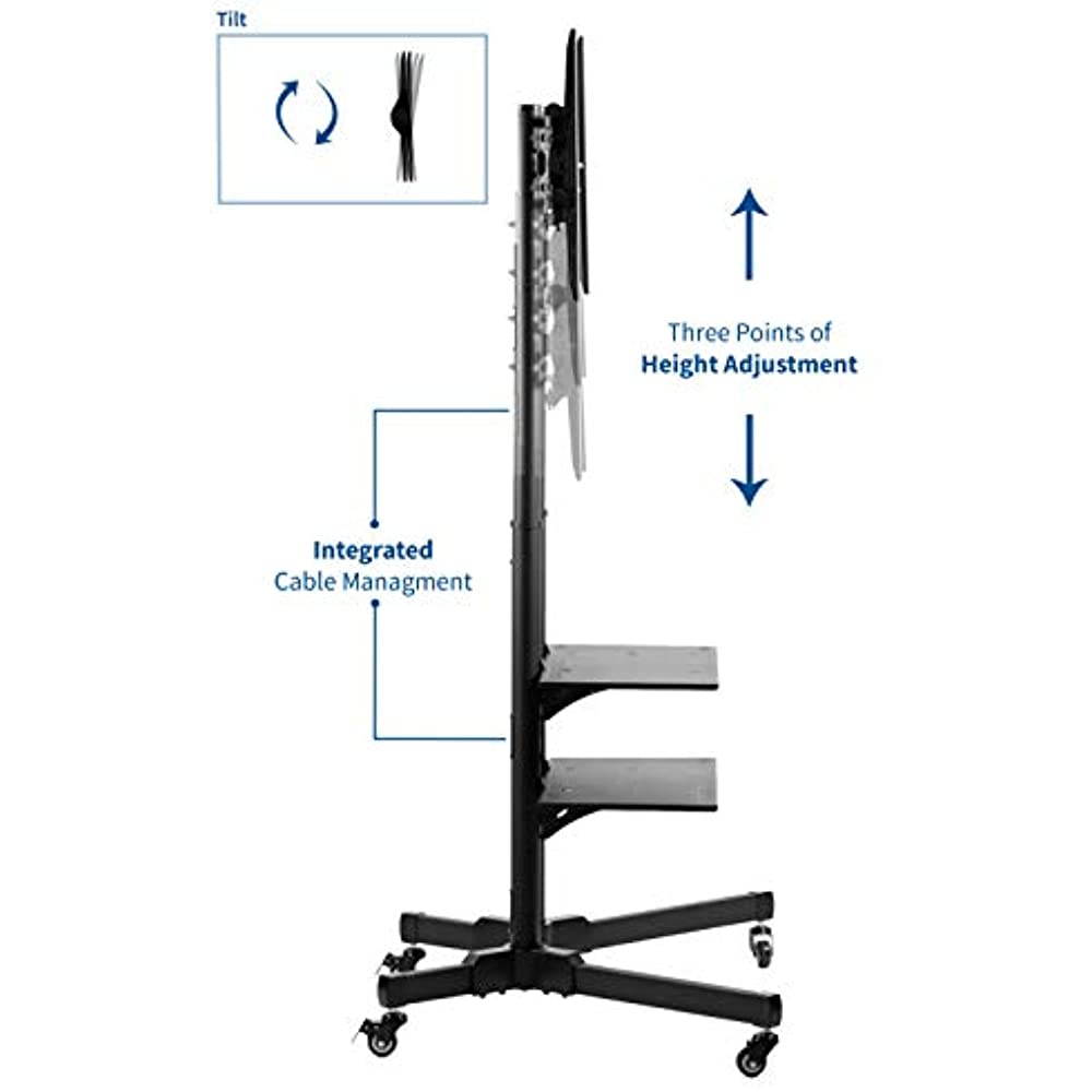 VIVO Mobile TV Cart for 37" to 70" LCD LED Plasma Flat Panel Screens | Rolling TV Stand with Wheels (STAND-TV01B)