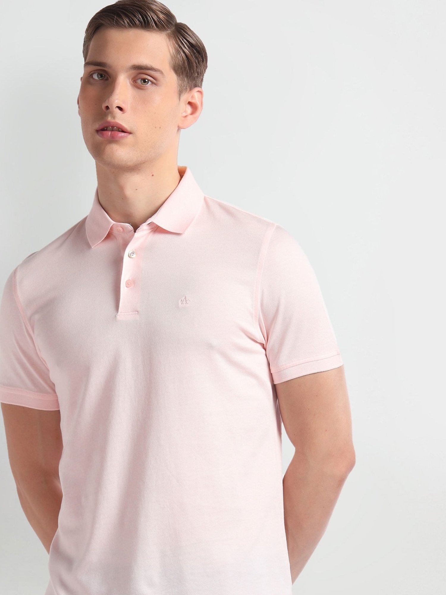 Arrow Pink Cotton Regular Fit Polo T-Shirt
