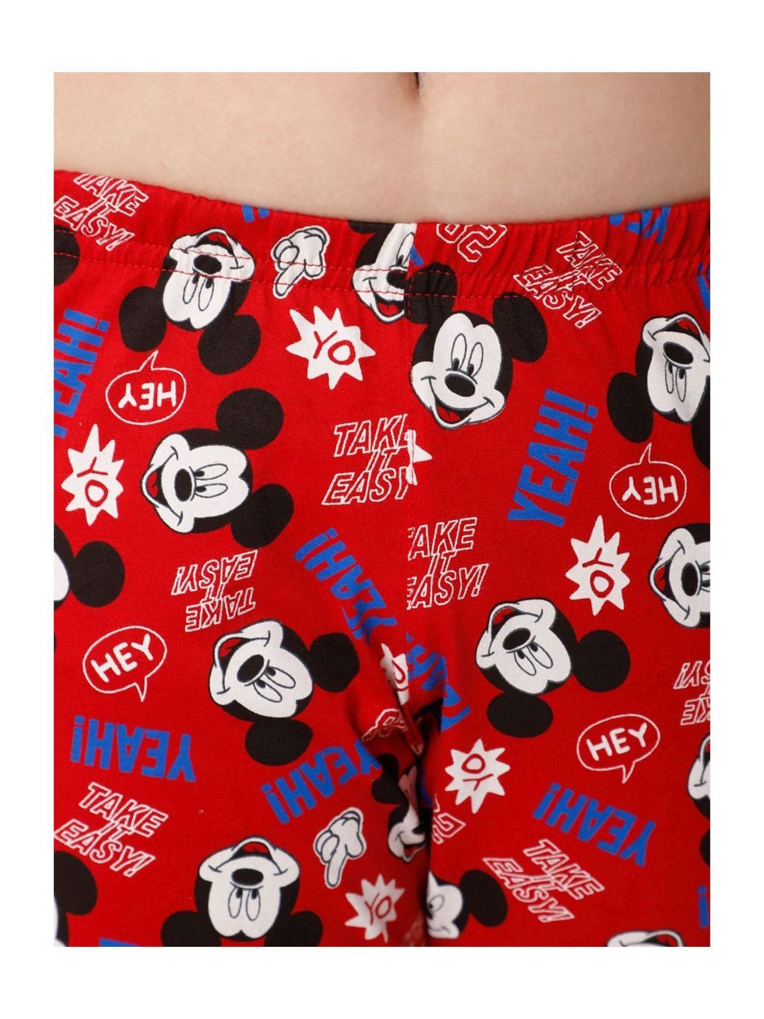 Proteens Boys Red Cotton Printed Full Sleeves Mickey Mouse Shirt set