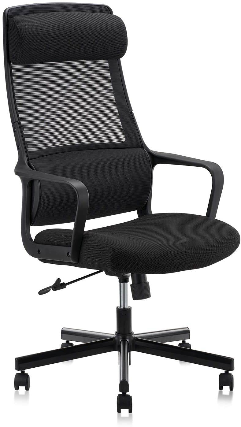 COLAMY High Back Office Chair Modern Home Swivel Computer Task Chair with Armrests Padded Headrest Ergonomic Mesh Desk Chair