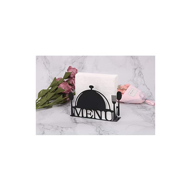 Napkin Holder Stand for Kitchen Tables and Counter Tops | Black Galvanized Napkin Caddy | Coffee House Restaurant Decor (Coffee Cup)