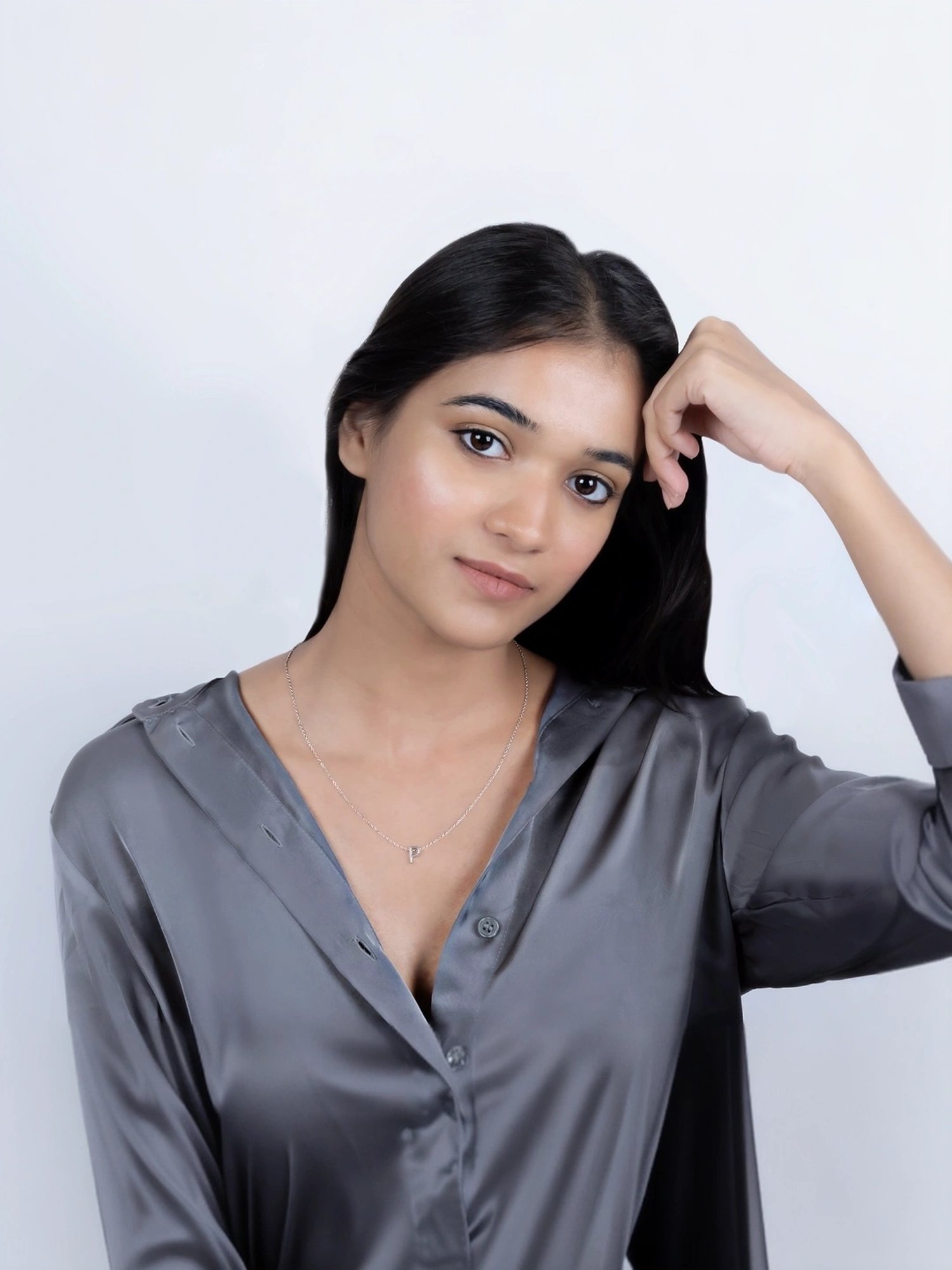 Touch925 Sterling Silver Posh P Initial Chain Pendant