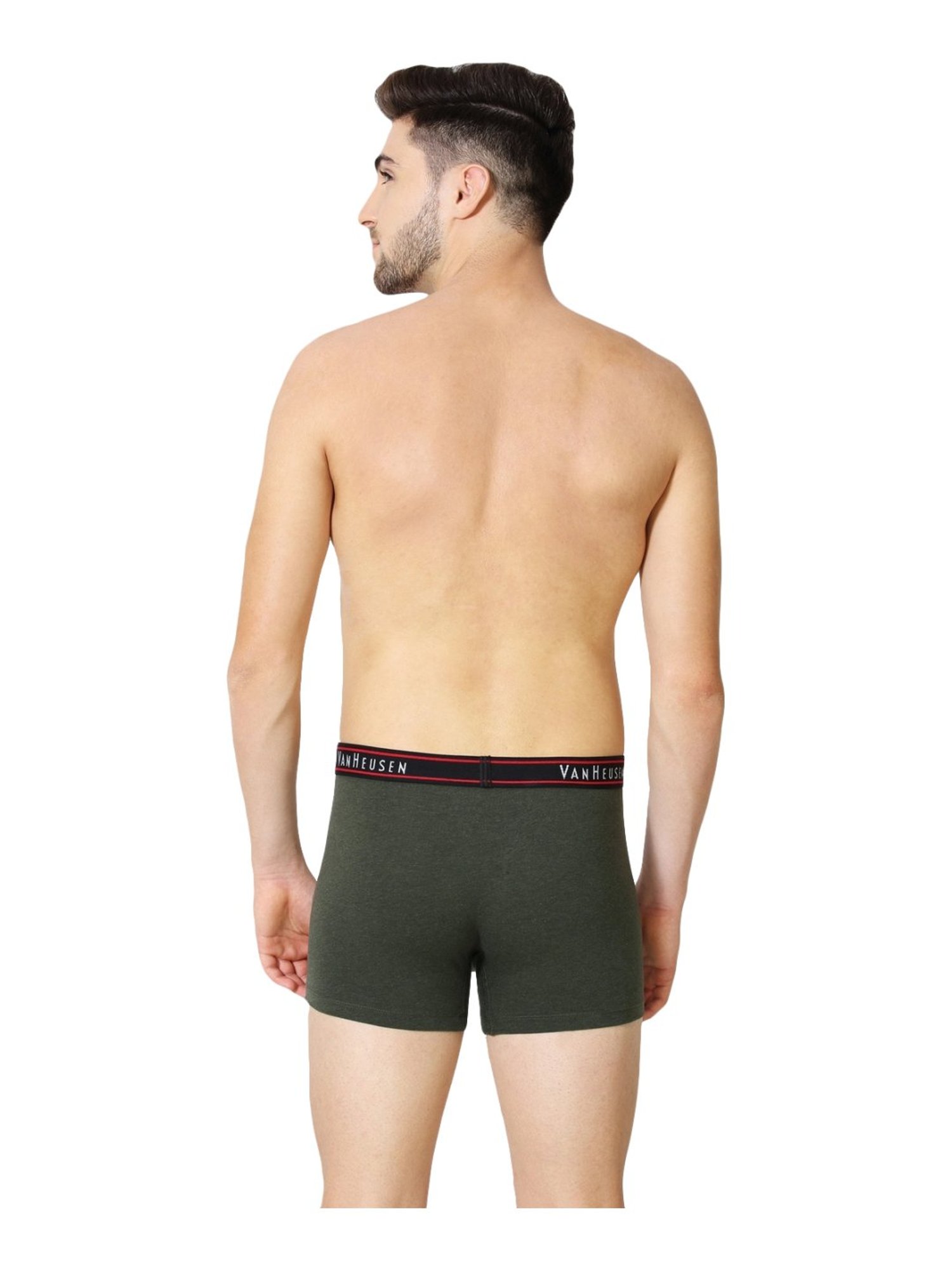 Van Heusen Regular Fit Colour Fresh Open Fly Solid Trunks - Olive Melange