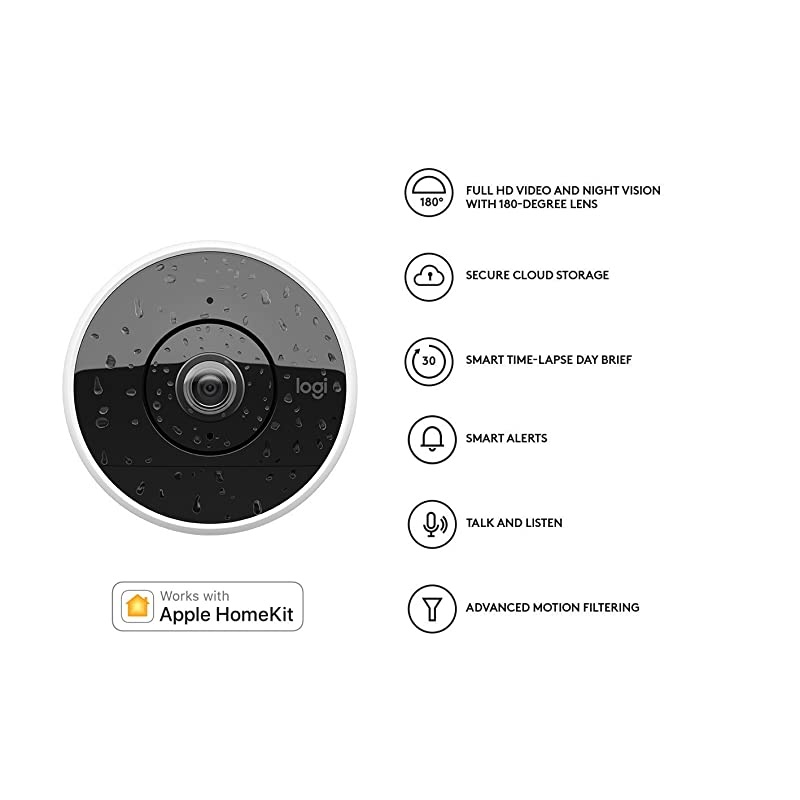 Circle 2 Indoor/Outdoor Wired Home Security Camera Works with Alexa, HomeKit and Google, with Easy Setup, 1080p HD, 180&deg; Wide-Angle, Night Vision, 2-Way Talk, Alerts, Free 24-Hours Storage