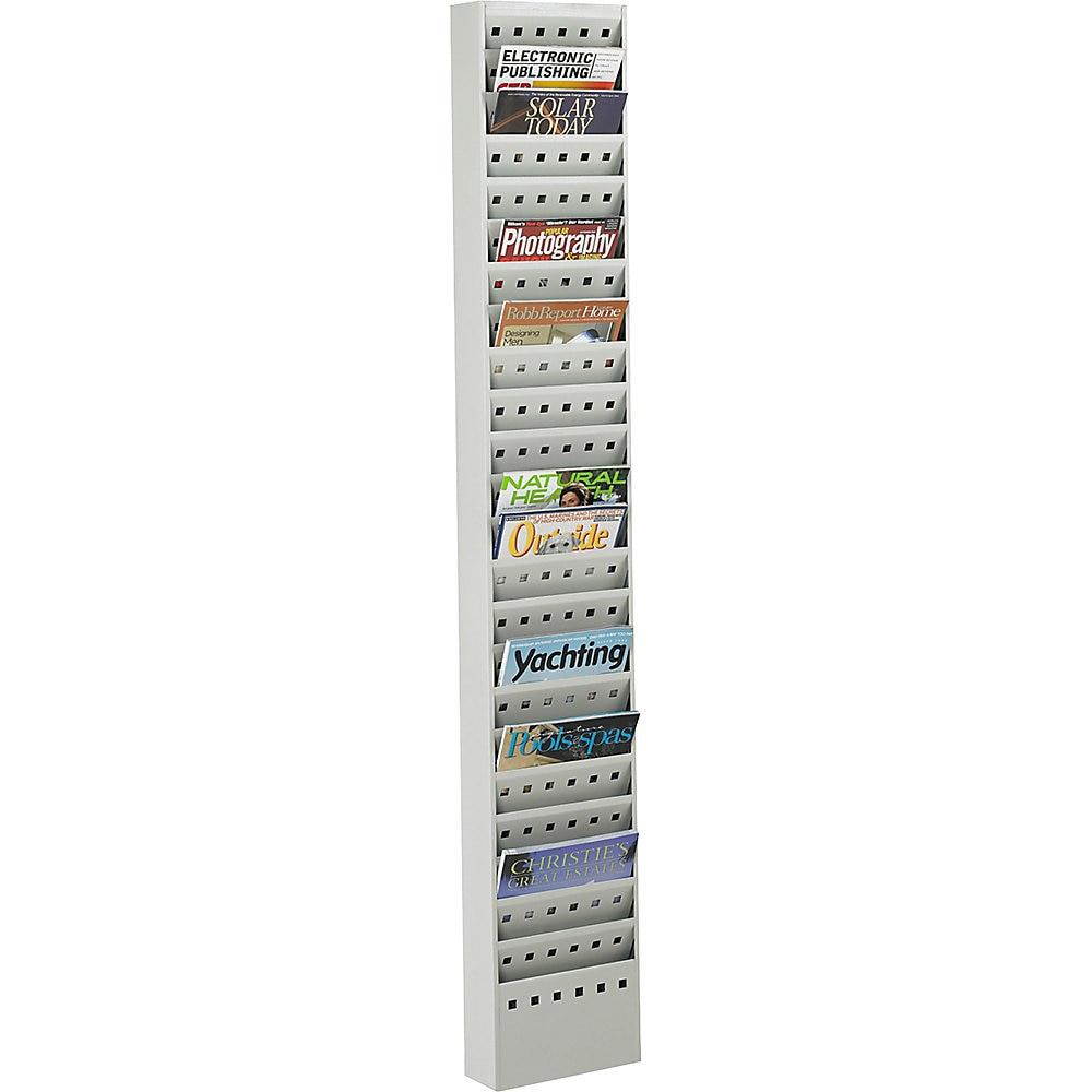 Safco Steel Magazine Rack 23 Compartments 10w x 4d x 65-1/2h Gray 4322GR