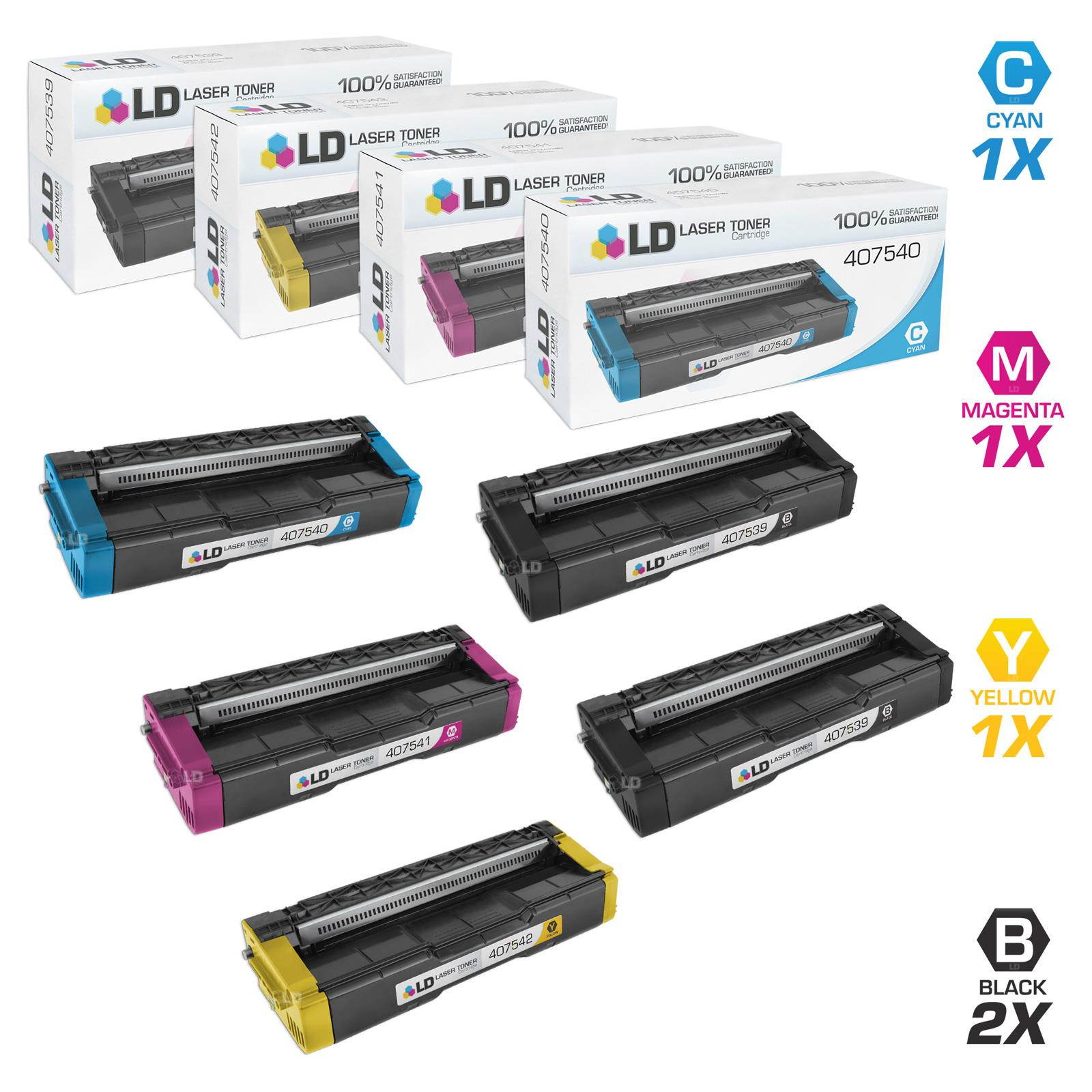 LD Compatible Toner Cartridge Replacement for Ricoh SP C250 (2 Black, 1 Cyan, 1 Magenta, 1 Yellow, 5-Pack)
