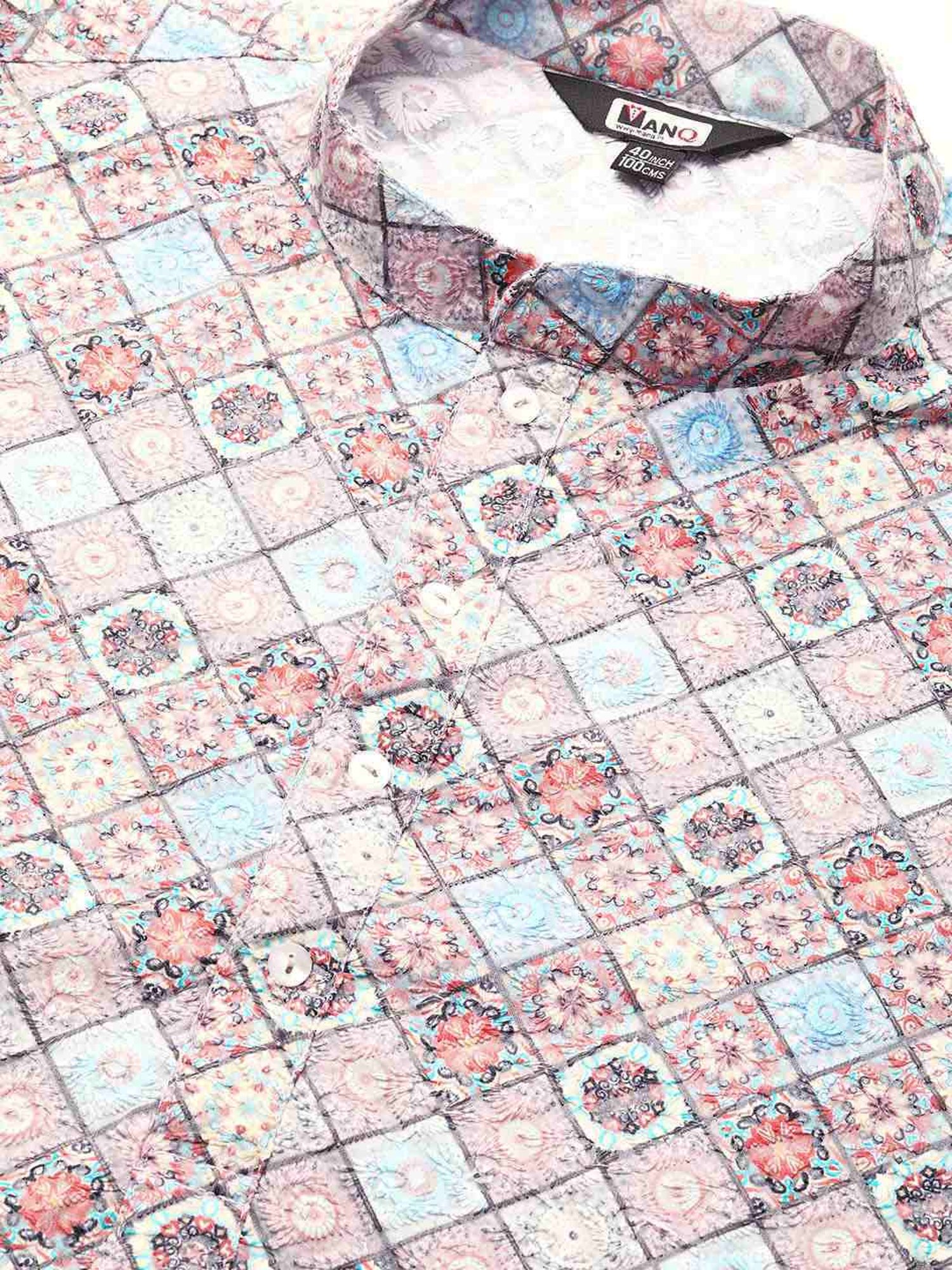 ManQ Multicolored Pure Cotton Regular Fit Embroidered Kurta Bottom Set