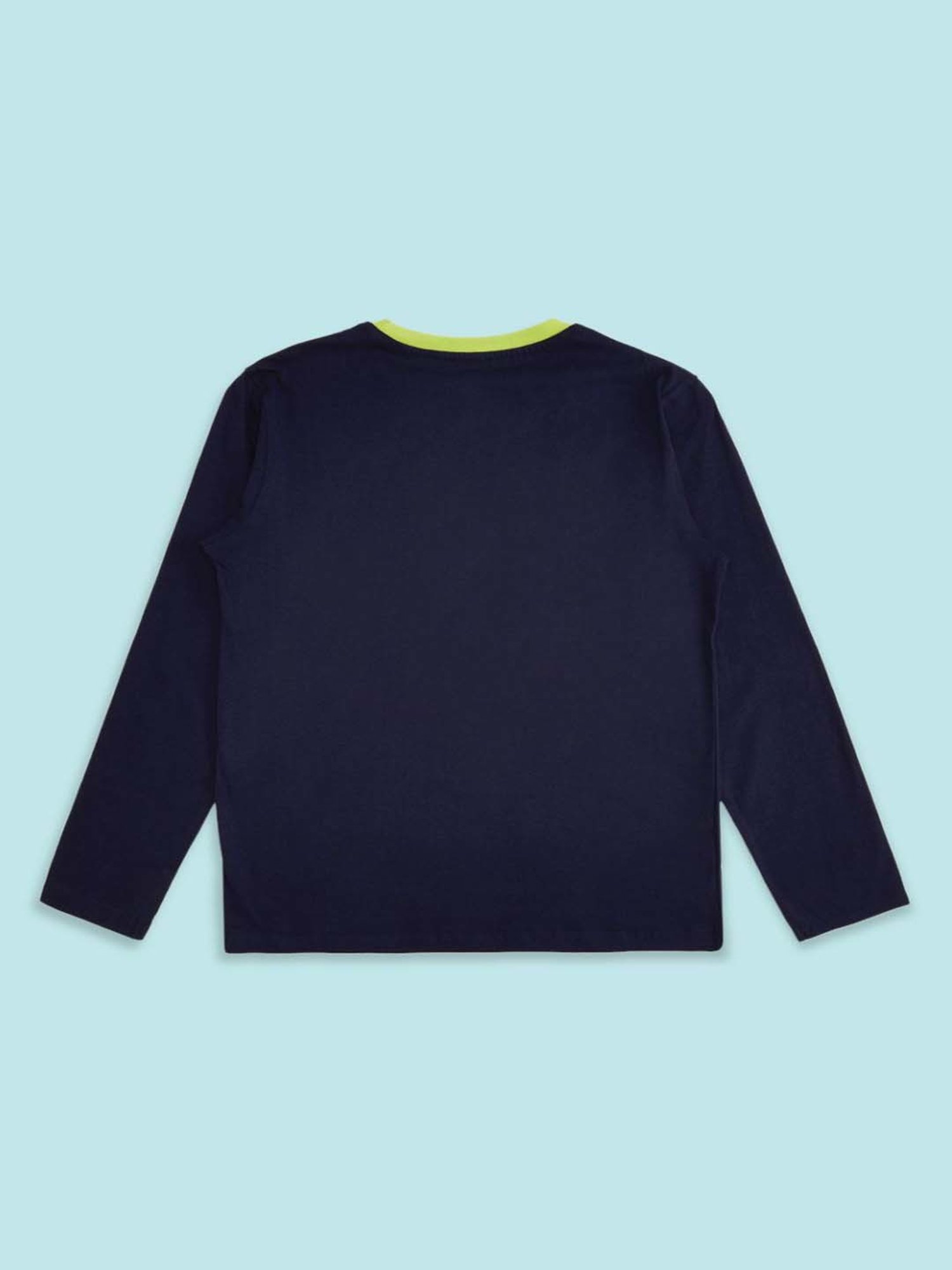 Pantaloons Baby Kids Grey & Navy Cotton Printed Full Sleeves T-Shirt