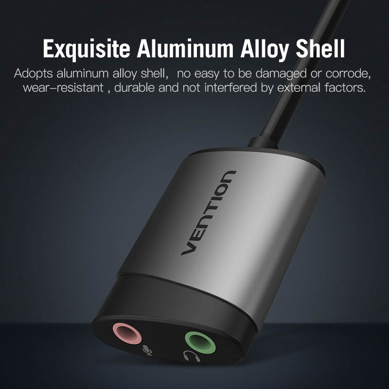 Vention External USB Sound Card,USB Stereo Audio Adapter with 3.5mm Headphone and Microphone Jack for Windows, Mac, Linux, PC, Laptops, Desktops, PS4