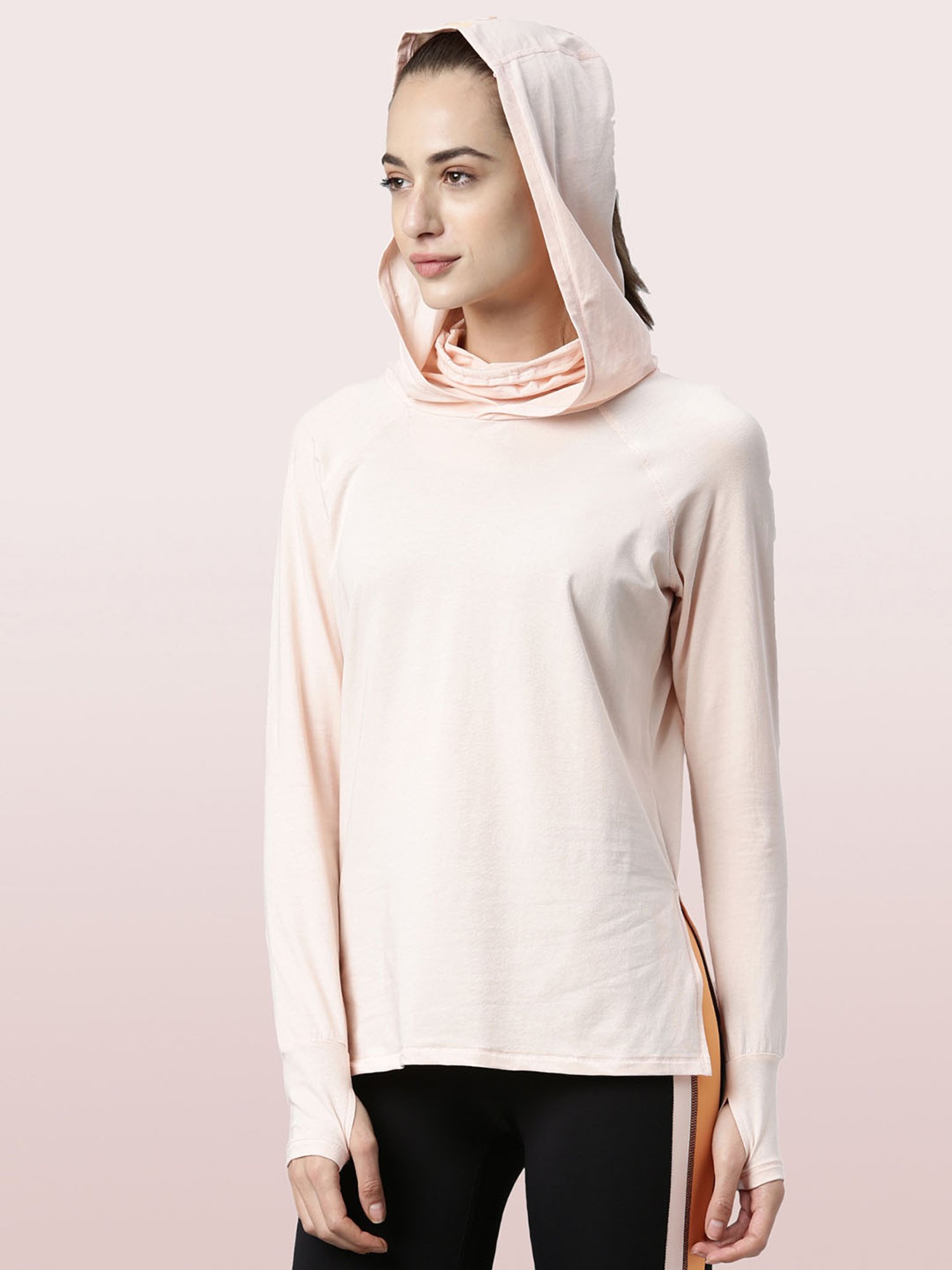 Enamor Light Pink Cotton Hoodie